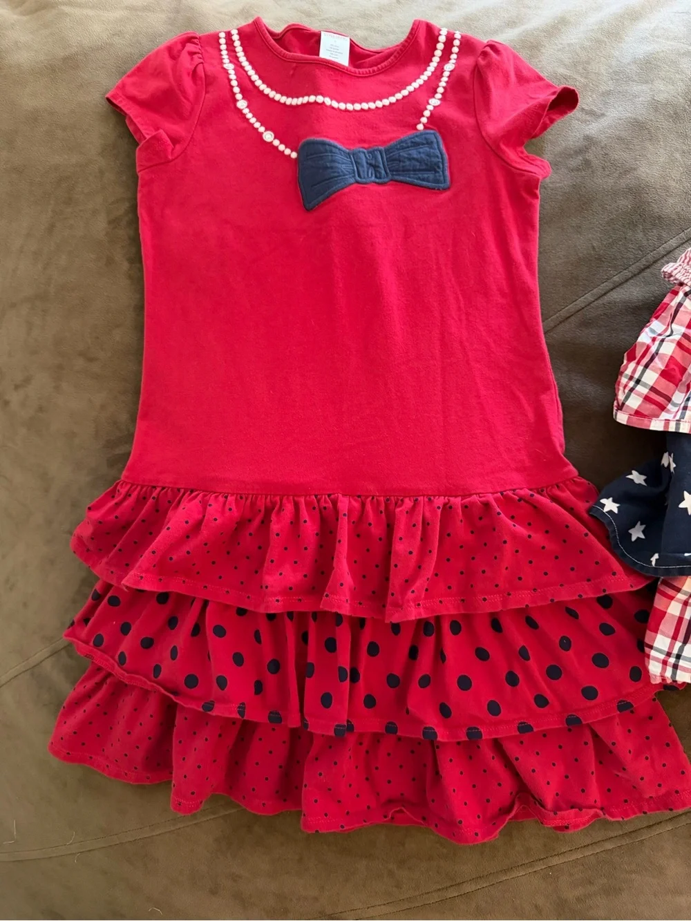 Gymboree patriotic July 4th Red and Navy Ruffle Dress AND Star-Print Skirt